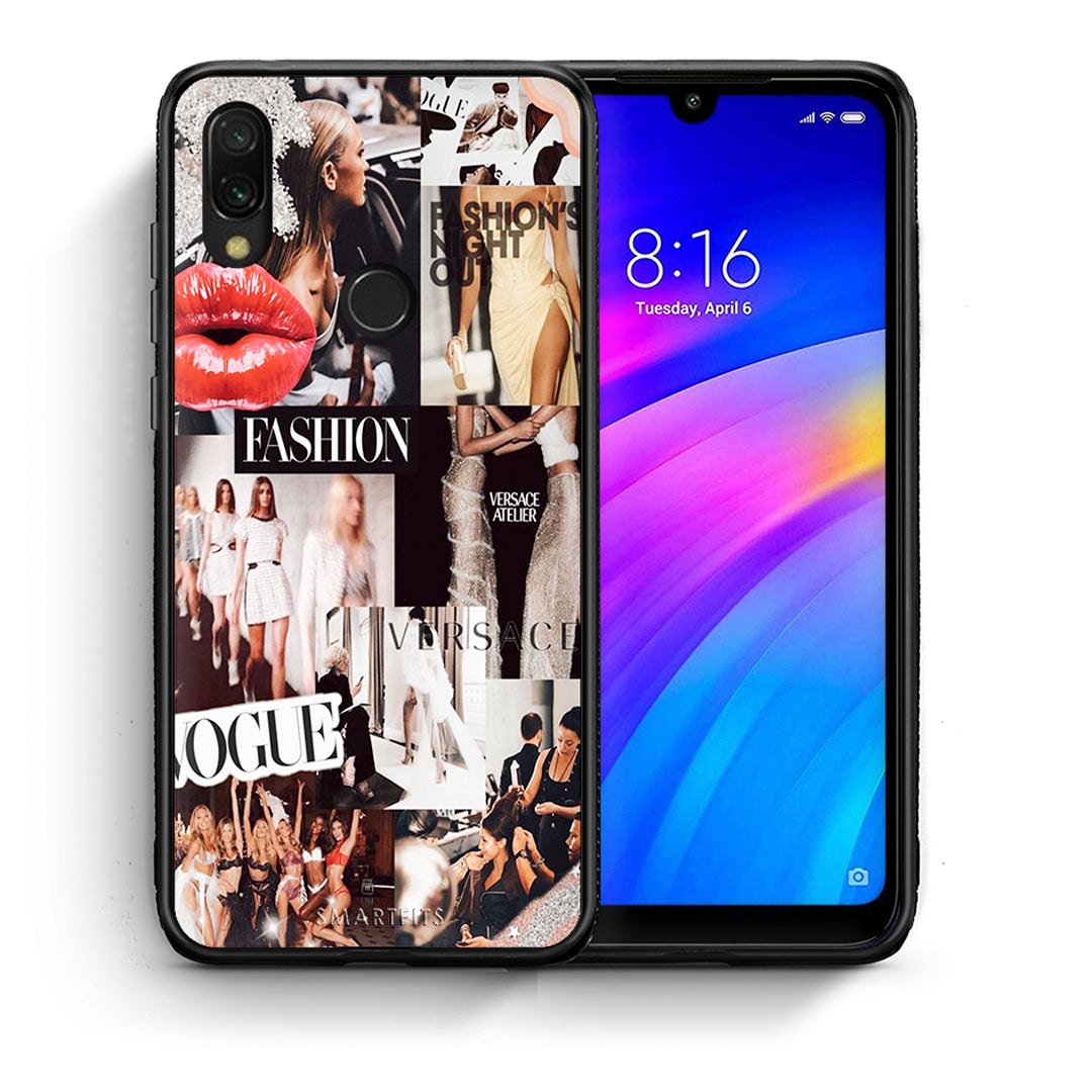 Θήκη Αγίου Βαλεντίνου Xiaomi Redmi 7 Collage Fashion από τη Smartfits με σχέδιο στο πίσω μέρος και μαύρο περίβλημα | Xiaomi Redmi 7 Collage Fashion case with colorful back and black bezels
