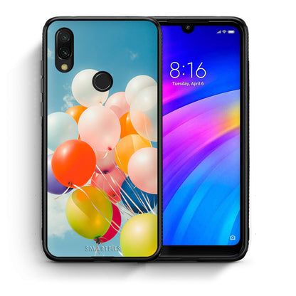 Θήκη Xiaomi Redmi 7 Colorful Balloons από τη Smartfits με σχέδιο στο πίσω μέρος και μαύρο περίβλημα | Xiaomi Redmi 7 Colorful Balloons case with colorful back and black bezels