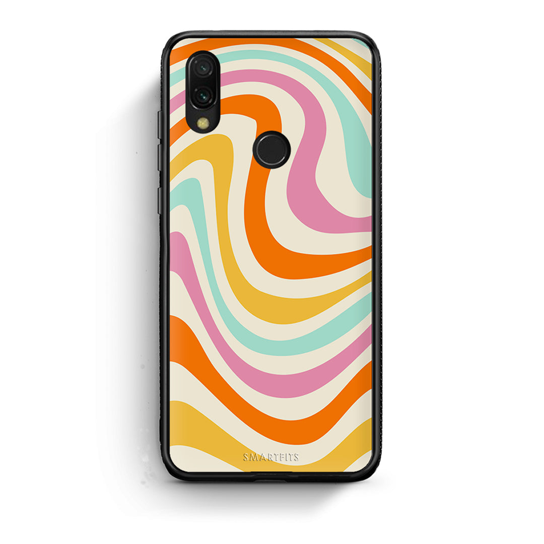 Xiaomi Redmi 7 Colourful Waves θήκη από τη Smartfits με σχέδιο στο πίσω μέρος και μαύρο περίβλημα | Smartphone case with colorful back and black bezels by Smartfits