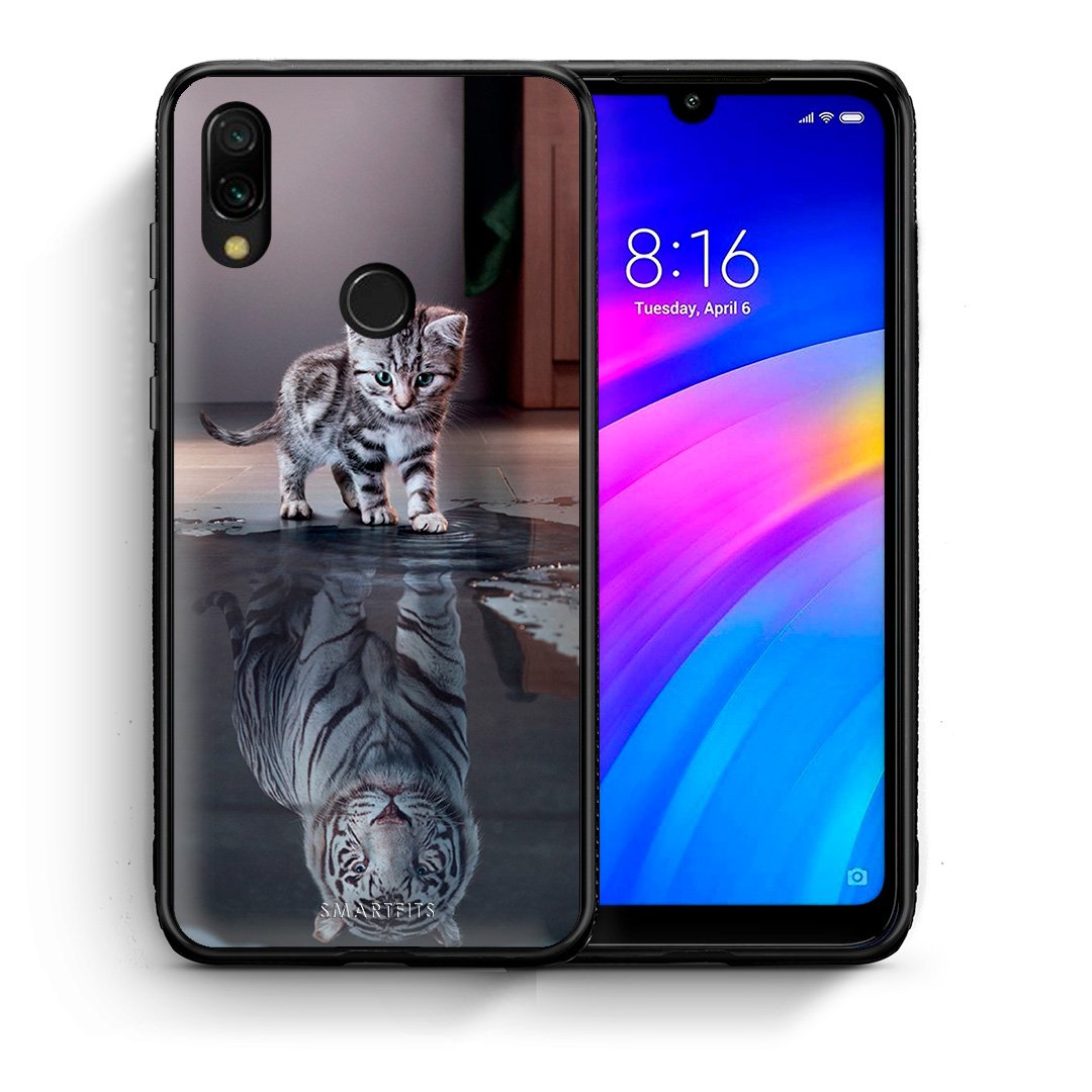 Θήκη Xiaomi Redmi 7 Tiger Cute από τη Smartfits με σχέδιο στο πίσω μέρος και μαύρο περίβλημα | Xiaomi Redmi 7 Tiger Cute case with colorful back and black bezels
