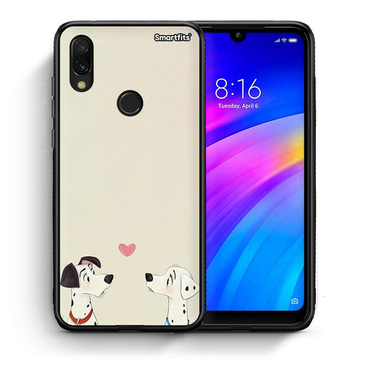 Θήκη Xiaomi Redmi 7 Dalmatians Love από τη Smartfits με σχέδιο στο πίσω μέρος και μαύρο περίβλημα | Xiaomi Redmi 7 Dalmatians Love case with colorful back and black bezels