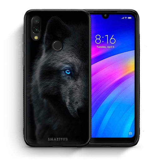 Θήκη Xiaomi Redmi 7 Dark Wolf από τη Smartfits με σχέδιο στο πίσω μέρος και μαύρο περίβλημα | Xiaomi Redmi 7 Dark Wolf case with colorful back and black bezels