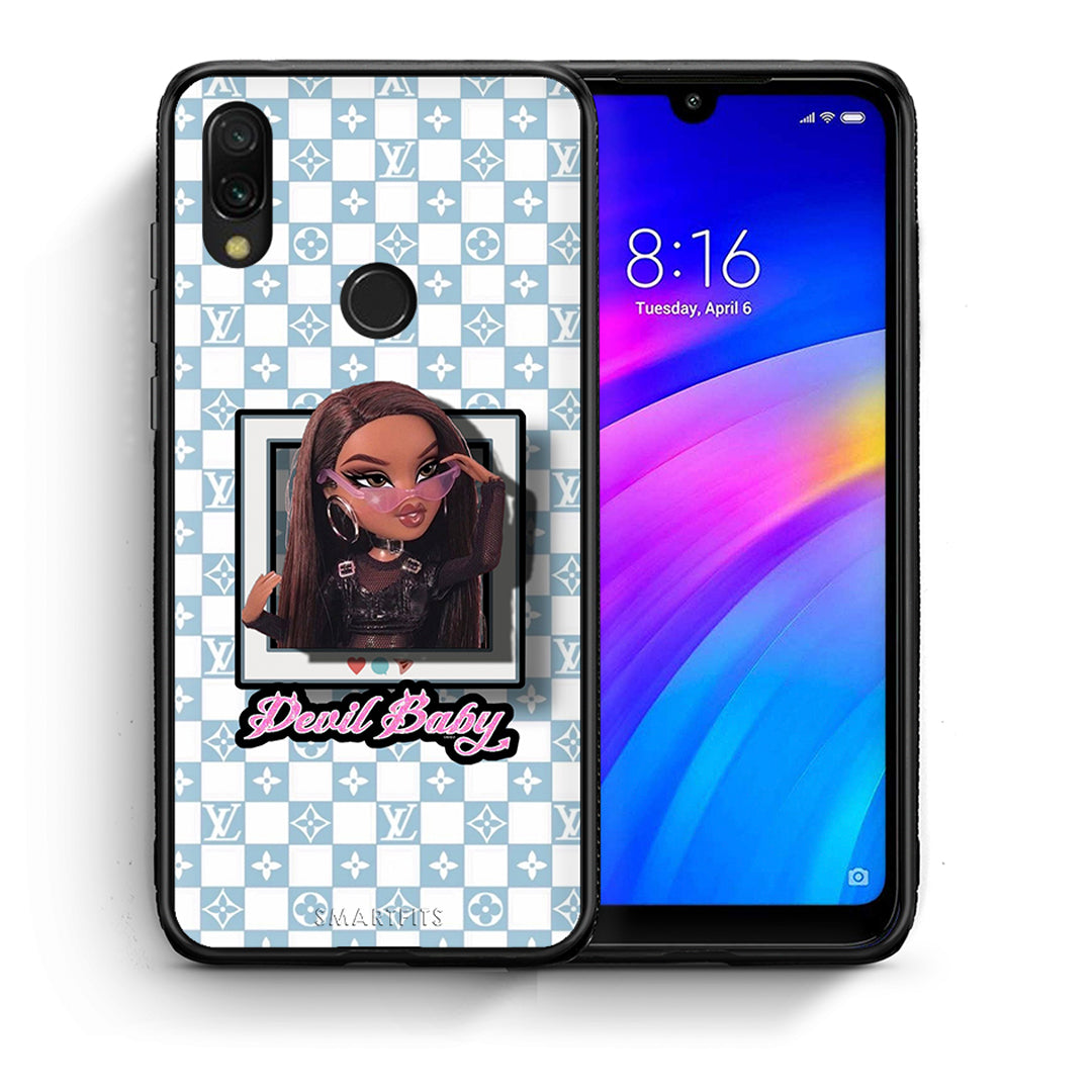 Θήκη Αγίου Βαλεντίνου Xiaomi Redmi 7 Devil Baby από τη Smartfits με σχέδιο στο πίσω μέρος και μαύρο περίβλημα | Xiaomi Redmi 7 Devil Baby case with colorful back and black bezels