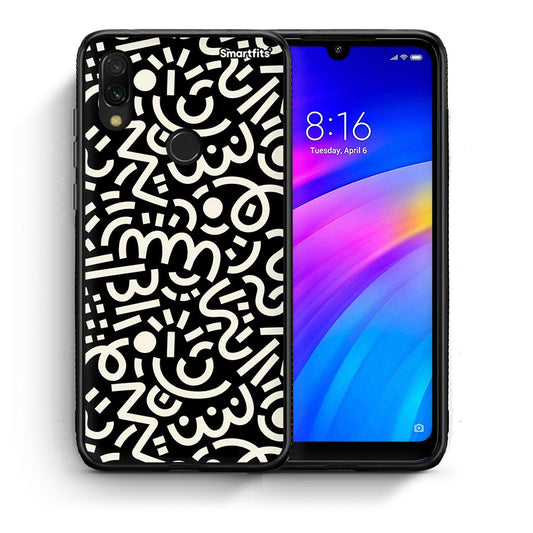 Θήκη Xiaomi Redmi 7 Doodle Art από τη Smartfits με σχέδιο στο πίσω μέρος και μαύρο περίβλημα | Xiaomi Redmi 7 Doodle Art case with colorful back and black bezels