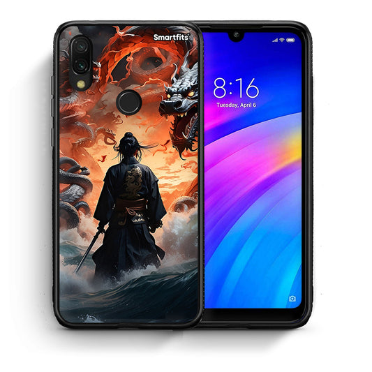 Θήκη Xiaomi Redmi 7 Dragons Fight από τη Smartfits με σχέδιο στο πίσω μέρος και μαύρο περίβλημα | Xiaomi Redmi 7 Dragons Fight case with colorful back and black bezels