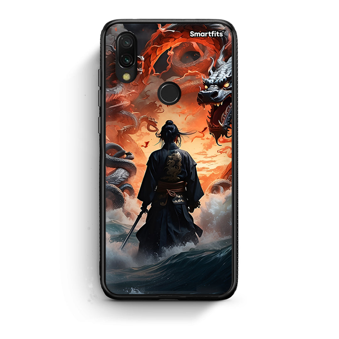 Xiaomi Redmi 7 Dragons Fight θήκη από τη Smartfits με σχέδιο στο πίσω μέρος και μαύρο περίβλημα | Smartphone case with colorful back and black bezels by Smartfits