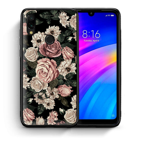 Θήκη Xiaomi Redmi 7 Wild Roses Flower από τη Smartfits με σχέδιο στο πίσω μέρος και μαύρο περίβλημα | Xiaomi Redmi 7 Wild Roses Flower case with colorful back and black bezels