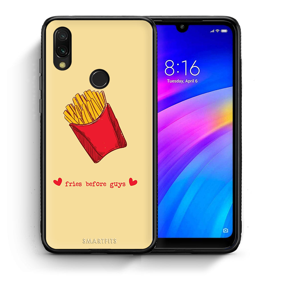 Θήκη Αγίου Βαλεντίνου Xiaomi Redmi 7 Fries Before Guys από τη Smartfits με σχέδιο στο πίσω μέρος και μαύρο περίβλημα | Xiaomi Redmi 7 Fries Before Guys case with colorful back and black bezels