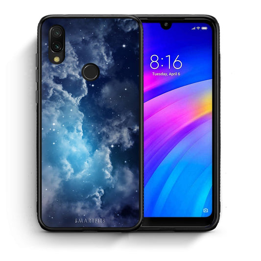 Θήκη Xiaomi Redmi 7 Blue Sky Galaxy από τη Smartfits με σχέδιο στο πίσω μέρος και μαύρο περίβλημα | Xiaomi Redmi 7 Blue Sky Galaxy case with colorful back and black bezels