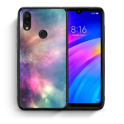 Θήκη Xiaomi Redmi 7 Rainbow Galaxy από τη Smartfits με σχέδιο στο πίσω μέρος και μαύρο περίβλημα | Xiaomi Redmi 7 Rainbow Galaxy case with colorful back and black bezels