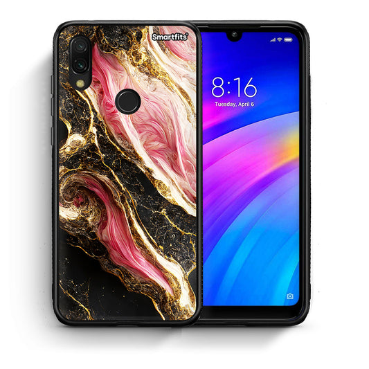 Θήκη Xiaomi Redmi 7 Glamorous Pink Marble από τη Smartfits με σχέδιο στο πίσω μέρος και μαύρο περίβλημα | Xiaomi Redmi 7 Glamorous Pink Marble case with colorful back and black bezels