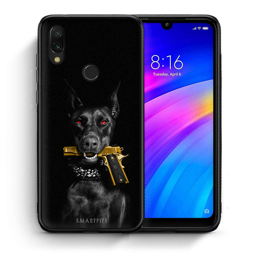 Θήκη Αγίου Βαλεντίνου Xiaomi Redmi 7 Golden Gun από τη Smartfits με σχέδιο στο πίσω μέρος και μαύρο περίβλημα | Xiaomi Redmi 7 Golden Gun case with colorful back and black bezels