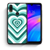 Thumbnail for Θήκη Xiaomi Redmi 7 Green Hearts από τη Smartfits με σχέδιο στο πίσω μέρος και μαύρο περίβλημα | Xiaomi Redmi 7 Green Hearts case with colorful back and black bezels