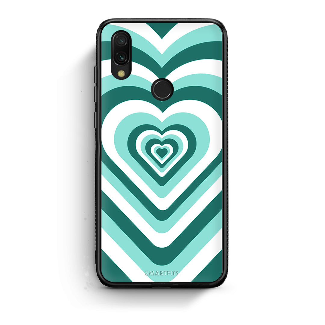 Xiaomi Redmi 7 Green Hearts θήκη από τη Smartfits με σχέδιο στο πίσω μέρος και μαύρο περίβλημα | Smartphone case with colorful back and black bezels by Smartfits