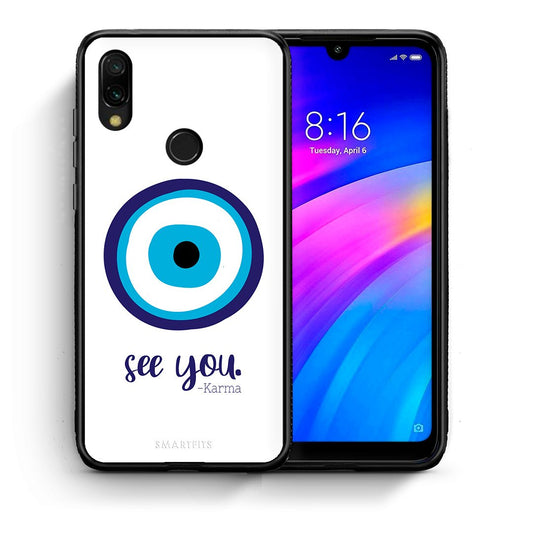 Θήκη Xiaomi Redmi 7 Karma Says από τη Smartfits με σχέδιο στο πίσω μέρος και μαύρο περίβλημα | Xiaomi Redmi 7 Karma Says case with colorful back and black bezels