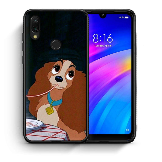 Θήκη Αγίου Βαλεντίνου Xiaomi Redmi 7 Lady And Tramp 2 από τη Smartfits με σχέδιο στο πίσω μέρος και μαύρο περίβλημα | Xiaomi Redmi 7 Lady And Tramp 2 case with colorful back and black bezels