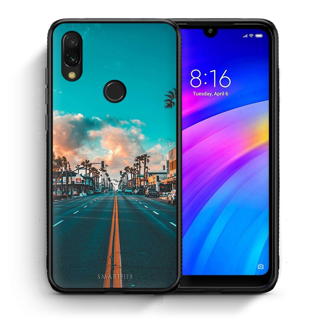 Θήκη Xiaomi Redmi 7 City Landscape από τη Smartfits με σχέδιο στο πίσω μέρος και μαύρο περίβλημα | Xiaomi Redmi 7 City Landscape case with colorful back and black bezels