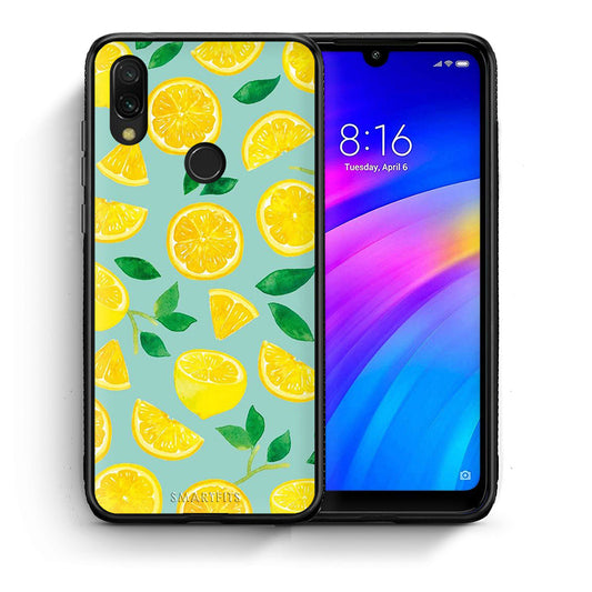 Θήκη Xiaomi Redmi 7 Lemons από τη Smartfits με σχέδιο στο πίσω μέρος και μαύρο περίβλημα | Xiaomi Redmi 7 Lemons case with colorful back and black bezels