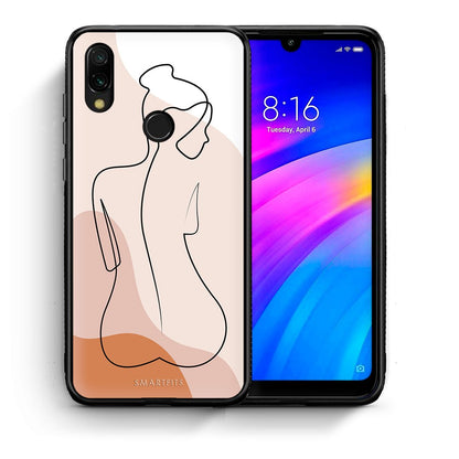 Θήκη Xiaomi Redmi 7 LineArt Woman από τη Smartfits με σχέδιο στο πίσω μέρος και μαύρο περίβλημα | Xiaomi Redmi 7 LineArt Woman case with colorful back and black bezels