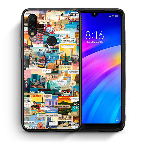 Θήκη Xiaomi Redmi 7 Live To Travel από τη Smartfits με σχέδιο στο πίσω μέρος και μαύρο περίβλημα | Xiaomi Redmi 7 Live To Travel case with colorful back and black bezels