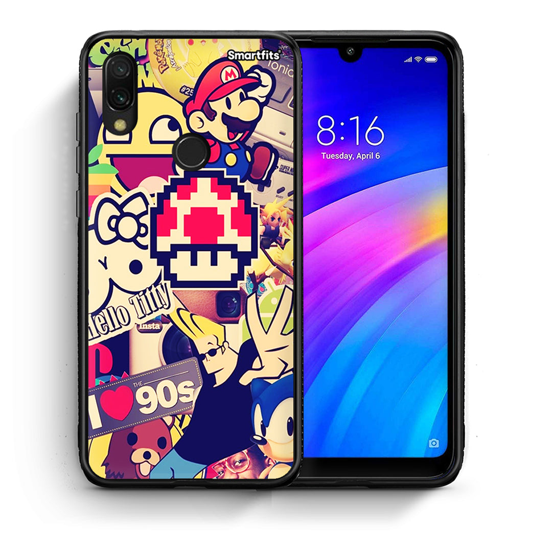 Θήκη Xiaomi Redmi 7 Love The 90s από τη Smartfits με σχέδιο στο πίσω μέρος και μαύρο περίβλημα | Xiaomi Redmi 7 Love The 90s case with colorful back and black bezels
