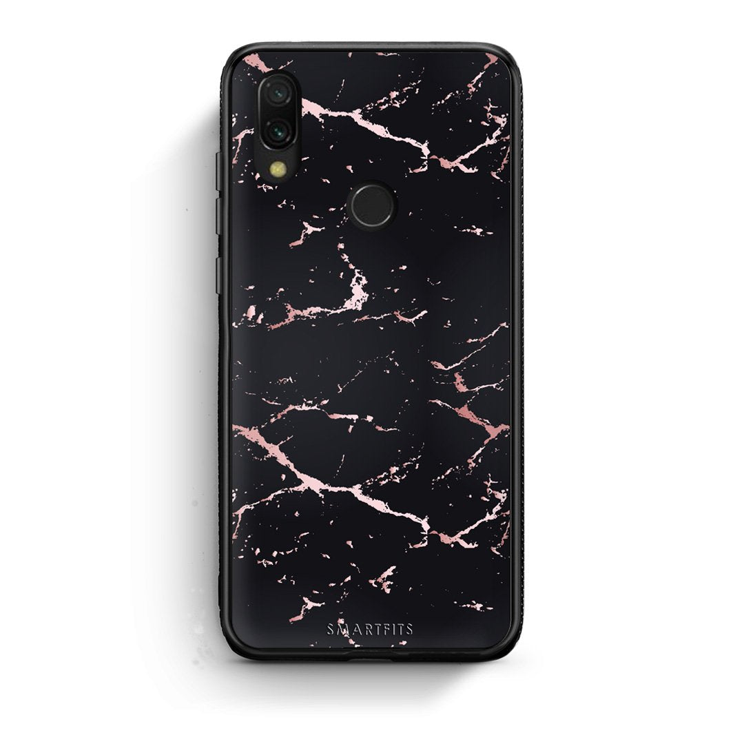 4 - Xiaomi Redmi 7 Black Rosegold Marble case, cover, bumper
