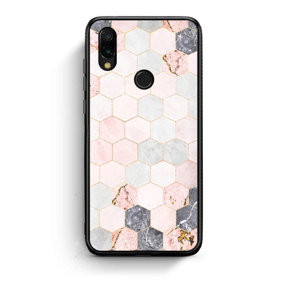 4 - Xiaomi Redmi 7 Hexagon Pink Marble case, cover, bumper