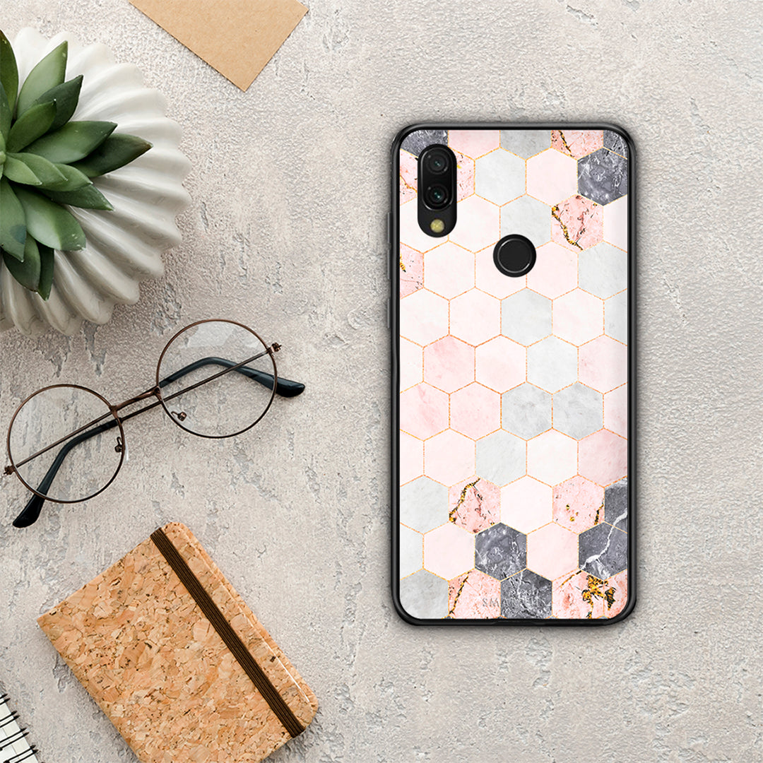Marble Hexagon Pink - Xiaomi Redmi 7 θήκη
