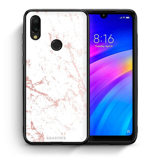Θήκη Xiaomi Redmi 7 Pink Splash Marble από τη Smartfits με σχέδιο στο πίσω μέρος και μαύρο περίβλημα | Xiaomi Redmi 7 Pink Splash Marble case with colorful back and black bezels