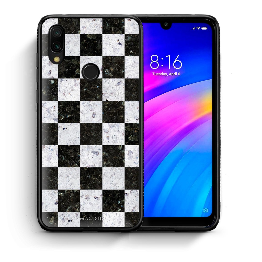 Θήκη Xiaomi Redmi 7 Square Geometric Marble από τη Smartfits με σχέδιο στο πίσω μέρος και μαύρο περίβλημα | Xiaomi Redmi 7 Square Geometric Marble case with colorful back and black bezels