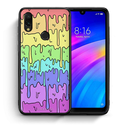 Θήκη Xiaomi Redmi 7 Melting Rainbow από τη Smartfits με σχέδιο στο πίσω μέρος και μαύρο περίβλημα | Xiaomi Redmi 7 Melting Rainbow case with colorful back and black bezels