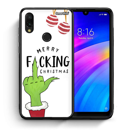 Θήκη Xiaomi Redmi 7 Merry F Xmas από τη Smartfits με σχέδιο στο πίσω μέρος και μαύρο περίβλημα | Xiaomi Redmi 7 Merry F Xmas case with colorful back and black bezels