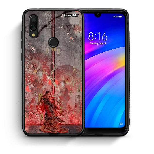 Θήκη Xiaomi Redmi 7 Nezuko Kamado από τη Smartfits με σχέδιο στο πίσω μέρος και μαύρο περίβλημα | Xiaomi Redmi 7 Nezuko Kamado case with colorful back and black bezels