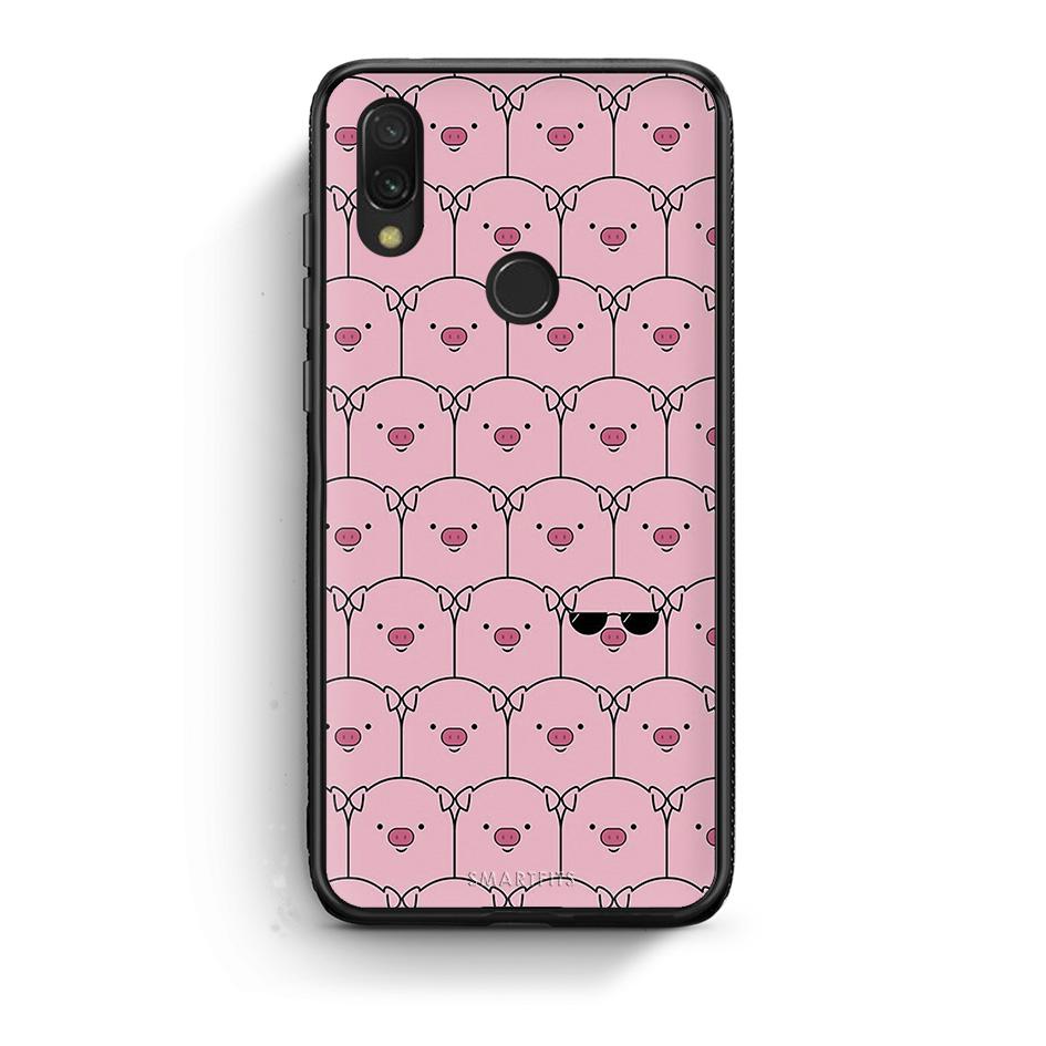 Xiaomi Redmi 7 Pig Glasses θήκη από τη Smartfits με σχέδιο στο πίσω μέρος και μαύρο περίβλημα | Smartphone case with colorful back and black bezels by Smartfits