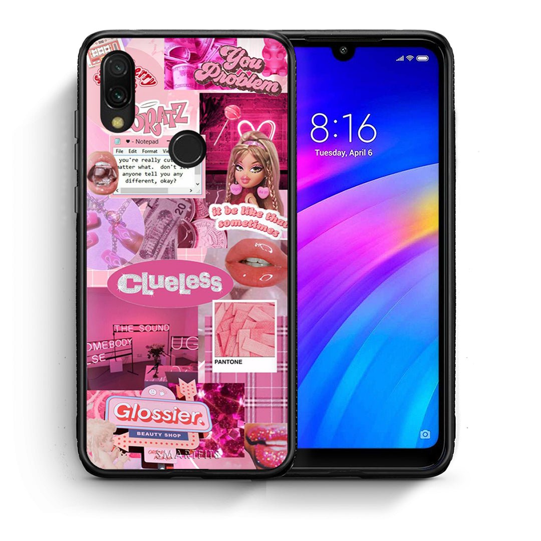 Θήκη Αγίου Βαλεντίνου Xiaomi Redmi 7 Pink Love από τη Smartfits με σχέδιο στο πίσω μέρος και μαύρο περίβλημα | Xiaomi Redmi 7 Pink Love case with colorful back and black bezels