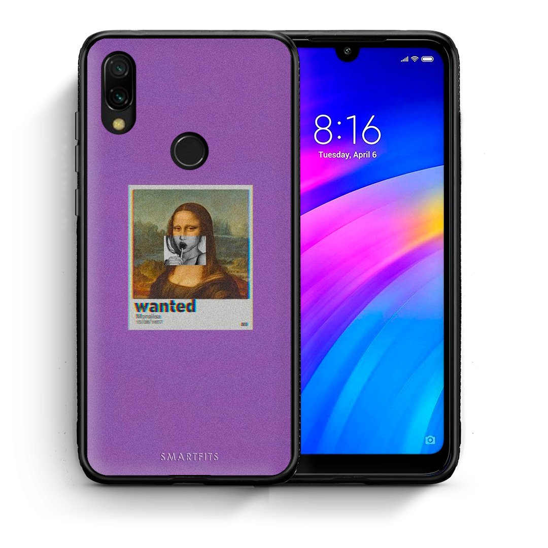 Θήκη Xiaomi Redmi 7 Monalisa Popart από τη Smartfits με σχέδιο στο πίσω μέρος και μαύρο περίβλημα | Xiaomi Redmi 7 Monalisa Popart case with colorful back and black bezels