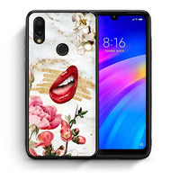 Thumbnail for Θήκη Xiaomi Redmi 7 Red Lips από τη Smartfits με σχέδιο στο πίσω μέρος και μαύρο περίβλημα | Xiaomi Redmi 7 Red Lips case with colorful back and black bezels