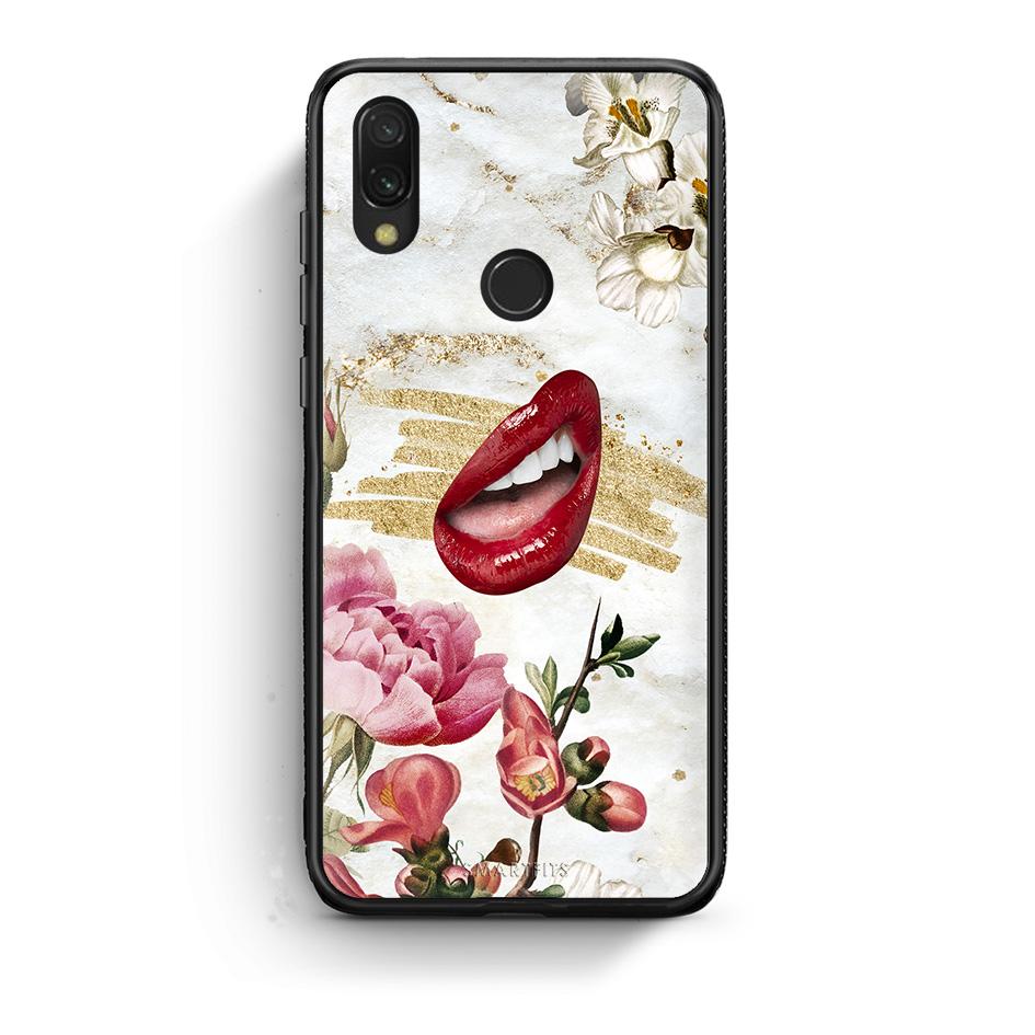 Xiaomi Redmi 7 Red Lips θήκη από τη Smartfits με σχέδιο στο πίσω μέρος και μαύρο περίβλημα | Smartphone case with colorful back and black bezels by Smartfits