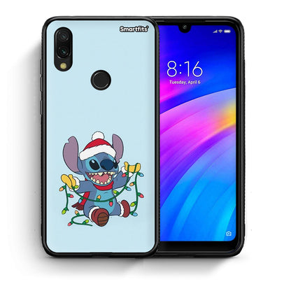 Θήκη Xiaomi Redmi 7 Santa Stich από τη Smartfits με σχέδιο στο πίσω μέρος και μαύρο περίβλημα | Xiaomi Redmi 7 Santa Stich case with colorful back and black bezels