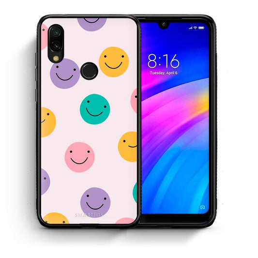 Θήκη Xiaomi Redmi 7 Smiley Faces από τη Smartfits με σχέδιο στο πίσω μέρος και μαύρο περίβλημα | Xiaomi Redmi 7 Smiley Faces case with colorful back and black bezels