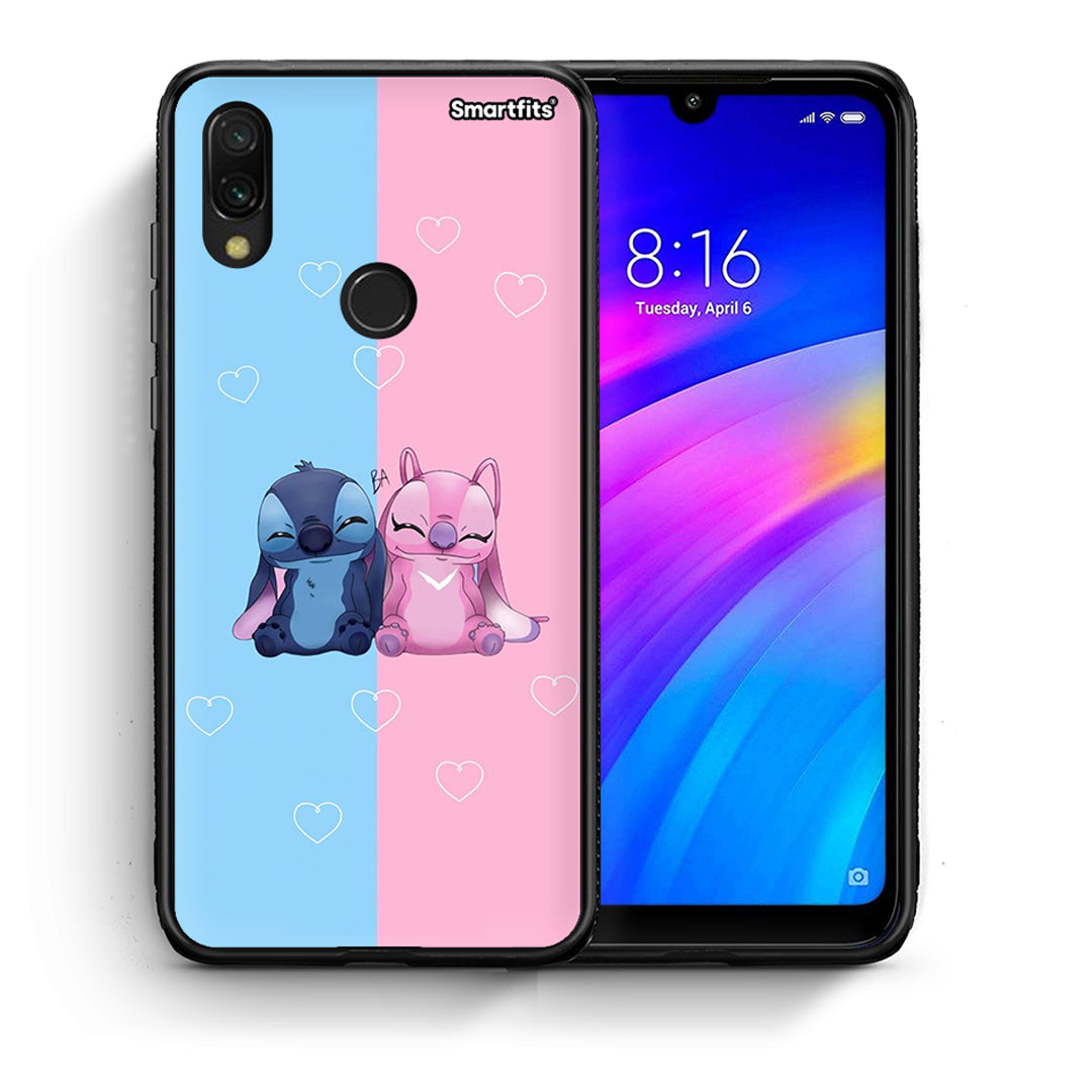 Θήκη Xiaomi Redmi 7 Stitch And Angel από τη Smartfits με σχέδιο στο πίσω μέρος και μαύρο περίβλημα | Xiaomi Redmi 7 Stitch And Angel case with colorful back and black bezels