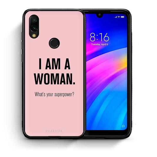 Θήκη Xiaomi Redmi 7 Superpower Woman από τη Smartfits με σχέδιο στο πίσω μέρος και μαύρο περίβλημα | Xiaomi Redmi 7 Superpower Woman case with colorful back and black bezels