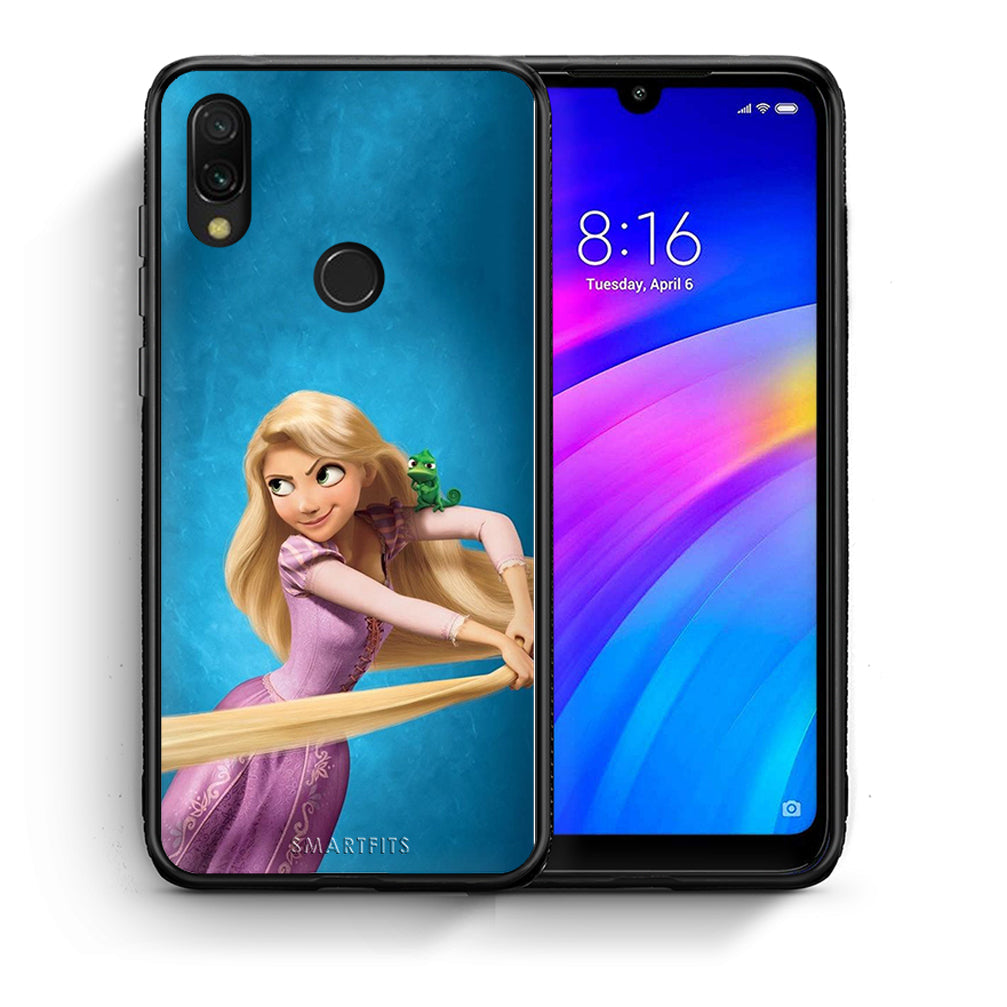 Θήκη Αγίου Βαλεντίνου Xiaomi Redmi 7 Tangled 2 από τη Smartfits με σχέδιο στο πίσω μέρος και μαύρο περίβλημα | Xiaomi Redmi 7 Tangled 2 case with colorful back and black bezels