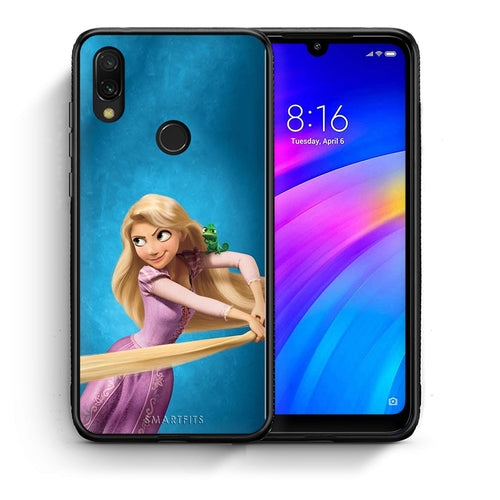 Θήκη Αγίου Βαλεντίνου Xiaomi Redmi 7 Tangled 2 από τη Smartfits με σχέδιο στο πίσω μέρος και μαύρο περίβλημα | Xiaomi Redmi 7 Tangled 2 case with colorful back and black bezels