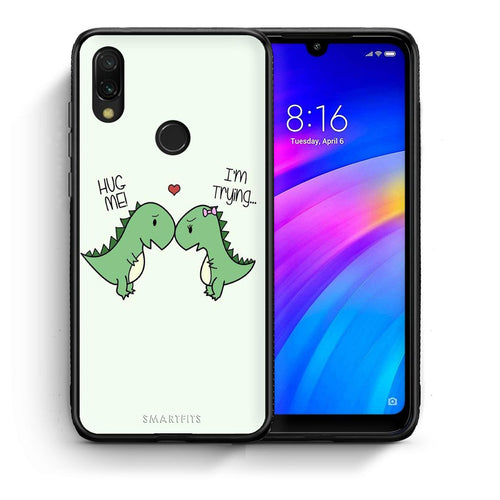 Θήκη Xiaomi Redmi 7 Rex Valentine από τη Smartfits με σχέδιο στο πίσω μέρος και μαύρο περίβλημα | Xiaomi Redmi 7 Rex Valentine case with colorful back and black bezels
