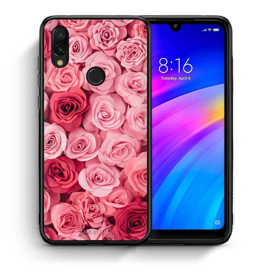 Θήκη Xiaomi Redmi 7 RoseGarden Valentine από τη Smartfits με σχέδιο στο πίσω μέρος και μαύρο περίβλημα | Xiaomi Redmi 7 RoseGarden Valentine case with colorful back and black bezels