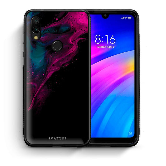 Θήκη Xiaomi Redmi 7 Pink Black Watercolor από τη Smartfits με σχέδιο στο πίσω μέρος και μαύρο περίβλημα | Xiaomi Redmi 7 Pink Black Watercolor case with colorful back and black bezels