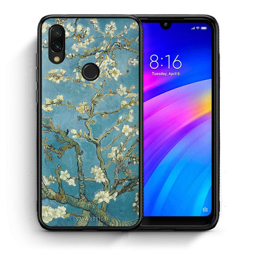 Θήκη Xiaomi Redmi 7 White Blossoms από τη Smartfits με σχέδιο στο πίσω μέρος και μαύρο περίβλημα | Xiaomi Redmi 7 White Blossoms case with colorful back and black bezels