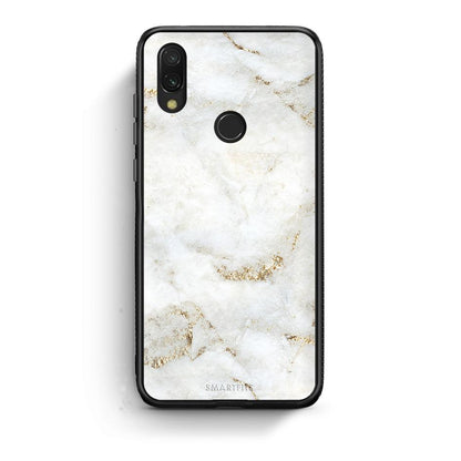 Xiaomi Redmi 7 White Gold Marble θήκη από τη Smartfits με σχέδιο στο πίσω μέρος και μαύρο περίβλημα | Smartphone case with colorful back and black bezels by Smartfits