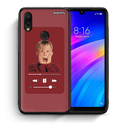 Θήκη Xiaomi Redmi 7 Xmas Alone Music από τη Smartfits με σχέδιο στο πίσω μέρος και μαύρο περίβλημα | Xiaomi Redmi 7 Xmas Alone Music case with colorful back and black bezels
